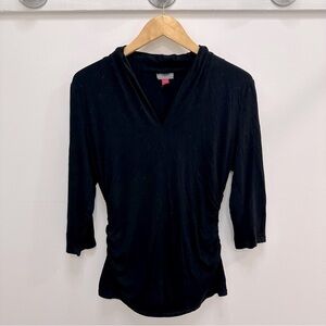 VINCE Camuto black jersey fitted v neck Jersey top